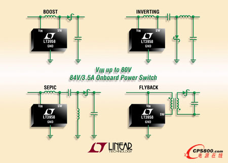 80V DC/DC 轉換器實現正或負的穩定電壓