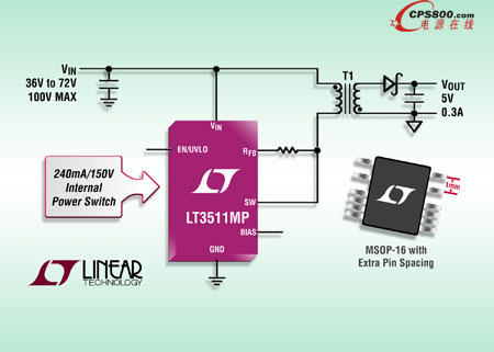無需光隔離器的100V隔離型單片反激式穩壓器