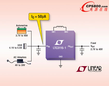 40VIN/OUT、2A 同步降壓-升壓型 DC/DC 轉換器