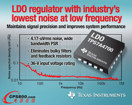 德州儀器推出業(yè)界低頻率下最低噪聲的LDO線性穩(wěn)壓器