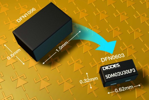 Diodes肖特基二極管節(jié)省空間高達66%