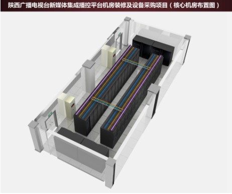 陜西廣播電視臺新媒體集成播控平臺核心機房布置圖
