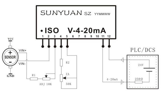 二線制電壓信號傳感器隔離配電典型應用