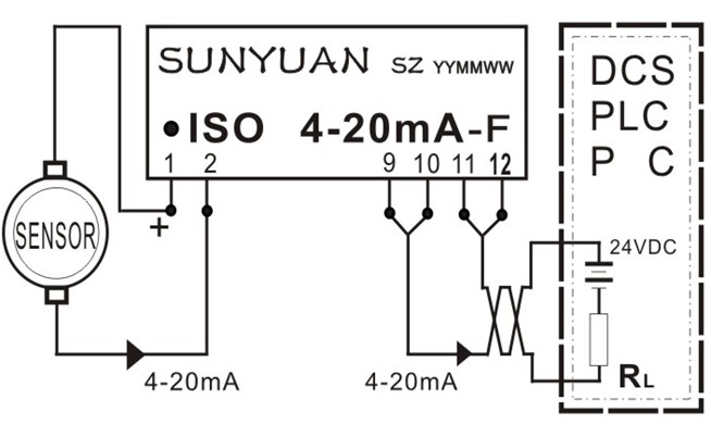 通過回路饋電兩線制無源型傳感器(無源)信號接(有源)負載