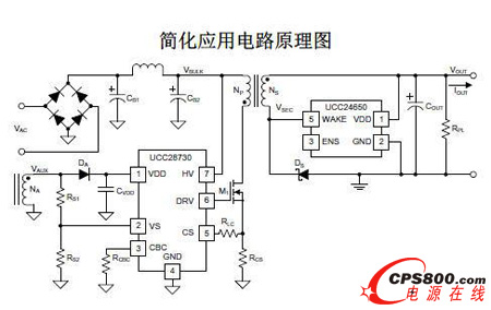 大聯(lián)大友尚代理的TI UCC28730簡化應(yīng)用電路原理圖