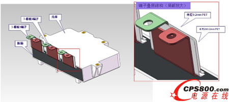 引出端疊層母排設(shè)計(jì),減少高頻寄生電感,降低薄膜電容尖峰電壓