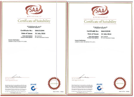 英威騰光伏榮獲澳洲最新AS/NZS認證