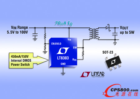 100V 無光耦合反激式穩壓器