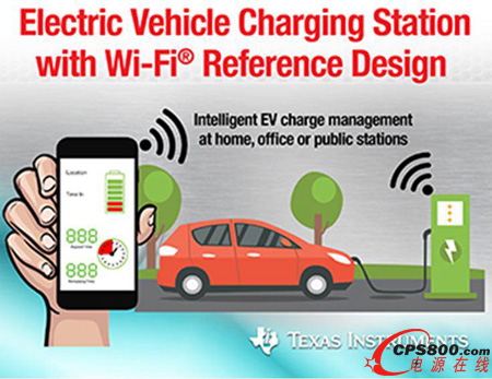 大聯大物聯網專區推出TI帶Wi-Fi功能的電動車充電站參考設計應用示意圖